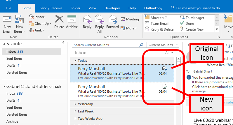 outlook symbols shortcuts